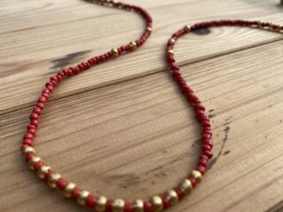Łańcuszek do okularów koraliki hand made Red&Gold