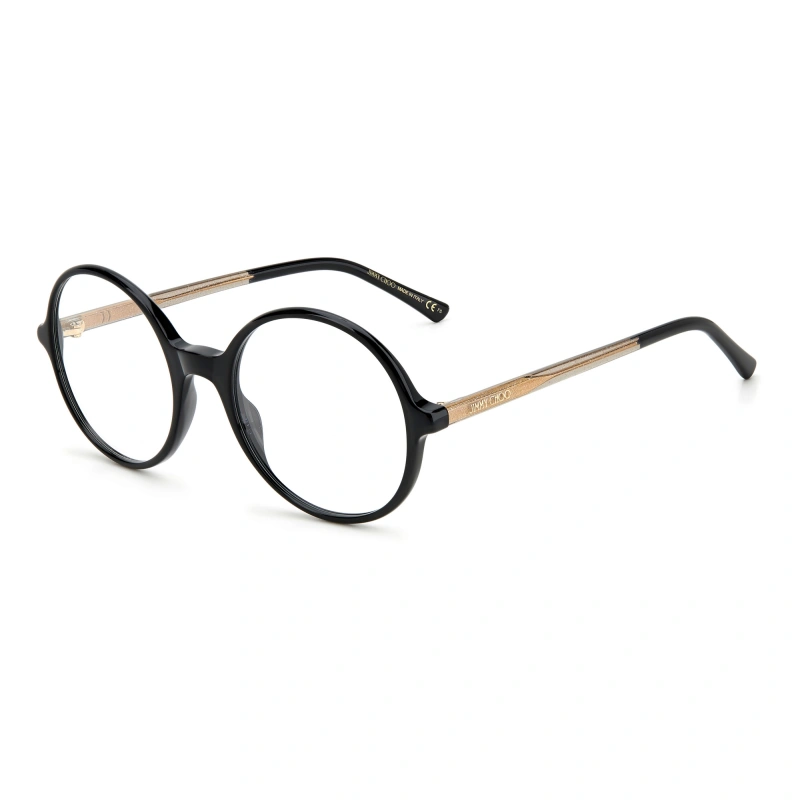 Jimmy Choo JC344 807 – Damskie czarne oprawki korekcyjne, eleganckie okrągłe